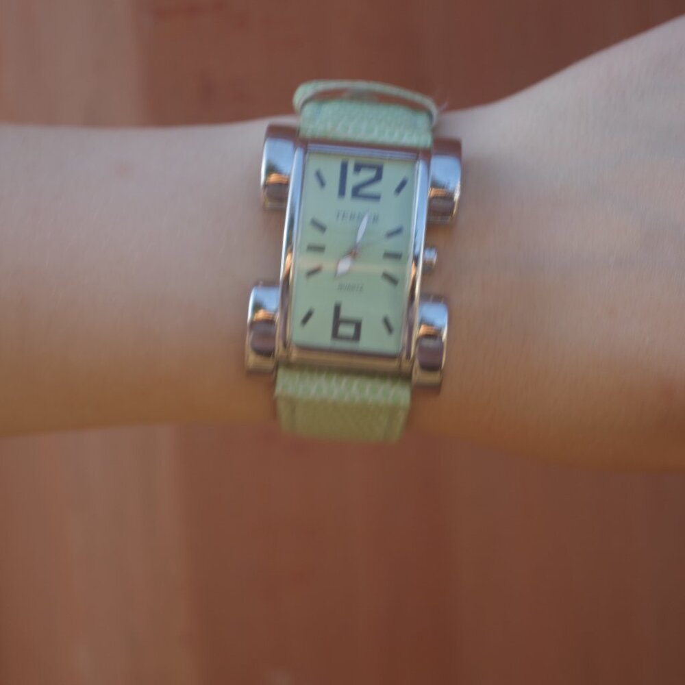 Vintage Green Ladies Wrist Watch By Bijoux Terner